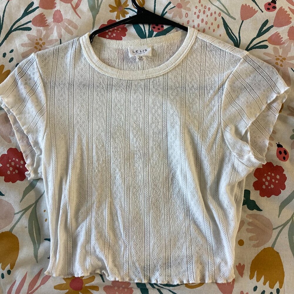 Le Lis Pointelle White Crop Top